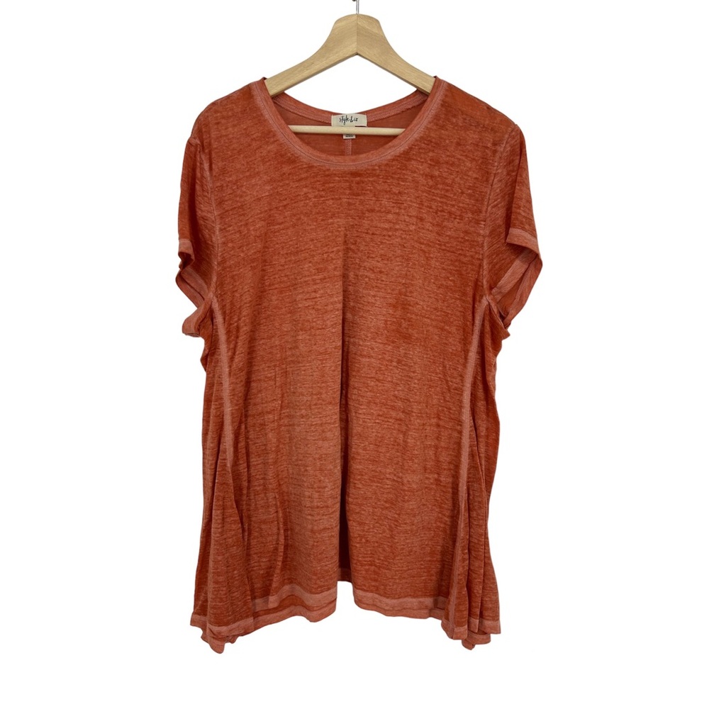 Style & Co Orange Lightweight Cotton Short Sleeve Scoop Neck T-Shirt